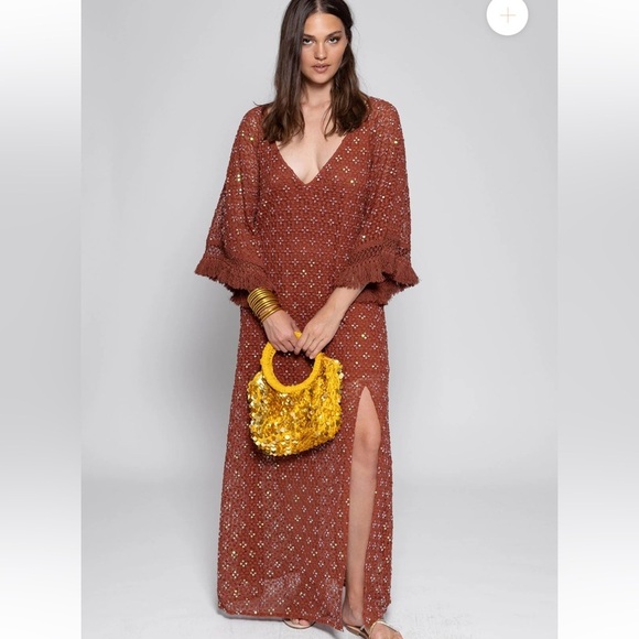 Burnt Orange Sequined Crochet Dress size XS/S by Sundress - Picture 13 of 13